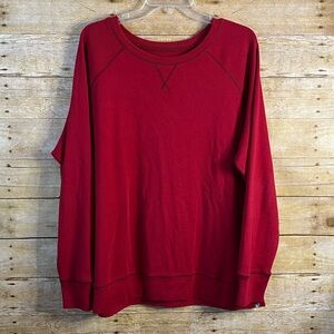 Eddie Bauer Legendwash Red Sweatshirt Crew Neck Raglan Stitching Size 2XL EUC